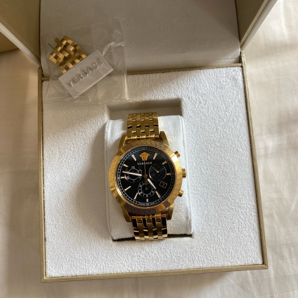 VERSACE Sport Tech 38MM IP Yellow Goldtone Stainless Steel Chronograph Watch